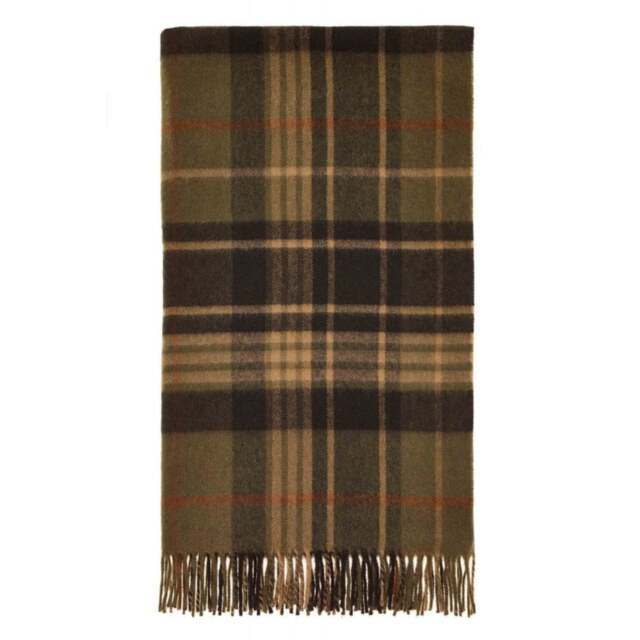 Bronte By Moon Merino Lambswool Throw - Estate Plaid - Olive - image 1