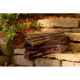 Bronte By Moon Merino Lambswool Throw - Estate Plaid - Olive - thumbnail 3