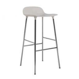 Normann Copenhagen Form Barstool - 75cm - Warm Grey - Chrome Legs Shell Colour: Warm Grey, Leg Colour: Chrome