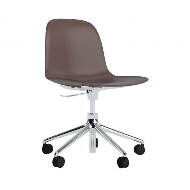 Normann Copenhagen Form Chair Swivel - 5 Wheel - Gas Lift - Brown - Aluminium Legs Shell Colour: Brown, Leg Colour: Aluminium - image 1