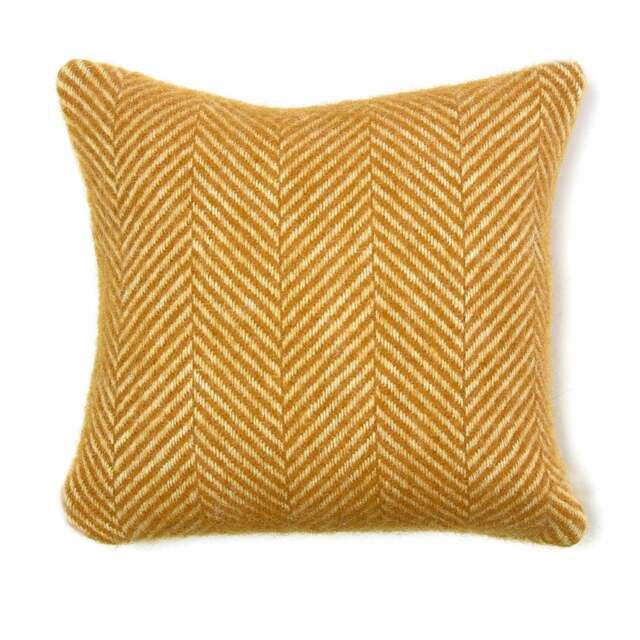 Tweedmill Textiles Pure New Wool Cushion - Fishbone - English Mustard - 50cm x 50cm