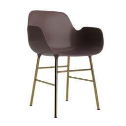 Normann Copenhagen Form Armchair - Brown - Brass Legs Shell Colour: Brown, Leg Colour: Brass