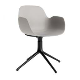 Normann Copenhagen Form Armchair Swivel - 4 Leg - Warm Grey - Black Legs Shell Colour: Warm Grey, Leg Colour: Black