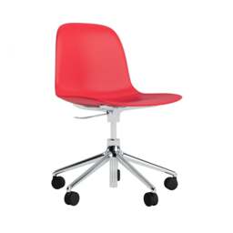 Normann Copenhagen Form Chair Swivel - 5 Wheel - Gas Lift - Bright Red - Aluminium Legs Shell Colour: Bright Red, Leg Colour: Aluminium - thumbnail 1
