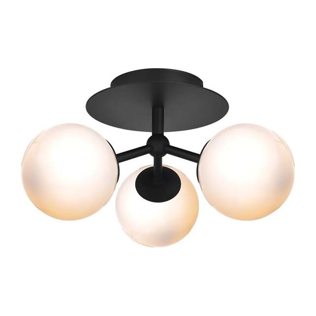 Halo Design Atom Trio Ceiling Light - O26cm - Black / Opal Glass Colour: Black / Opal Glass