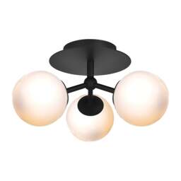 Halo Design Atom Trio Ceiling Light - O26cm - Black / Opal Glass Colour: Black / Opal Glass