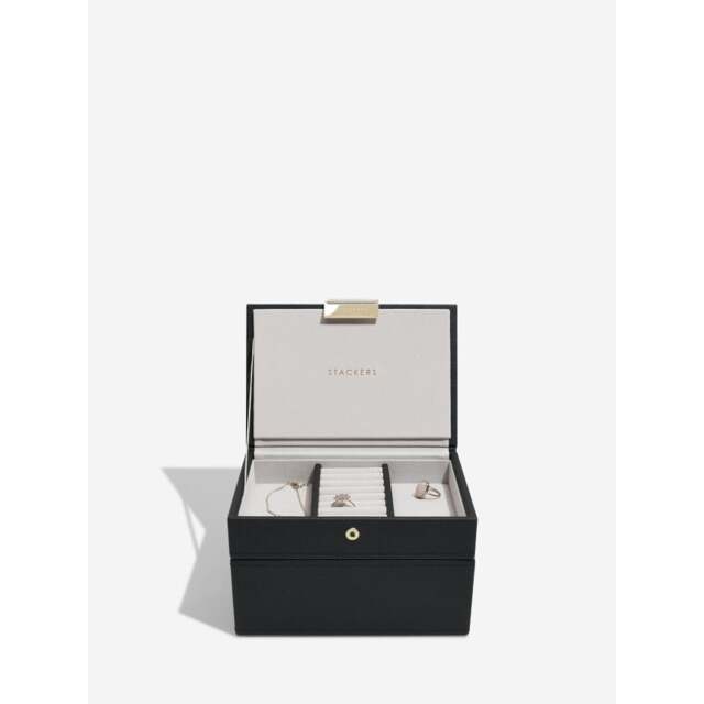 Stackers Faux Leather Mini Jewellery Box - Set of 2 Colour: Black - image 1