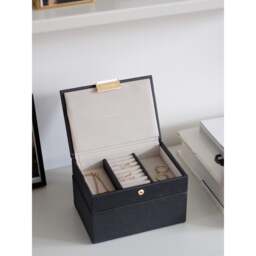 Stackers Faux Leather Mini Jewellery Box - Set of 2 Colour: Black - thumbnail 6