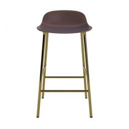 Normann Copenhagen Form Barstool - 65cm - Brown - Brass Legs Shell Colour: Brown, Leg Colour: Brass - thumbnail 2