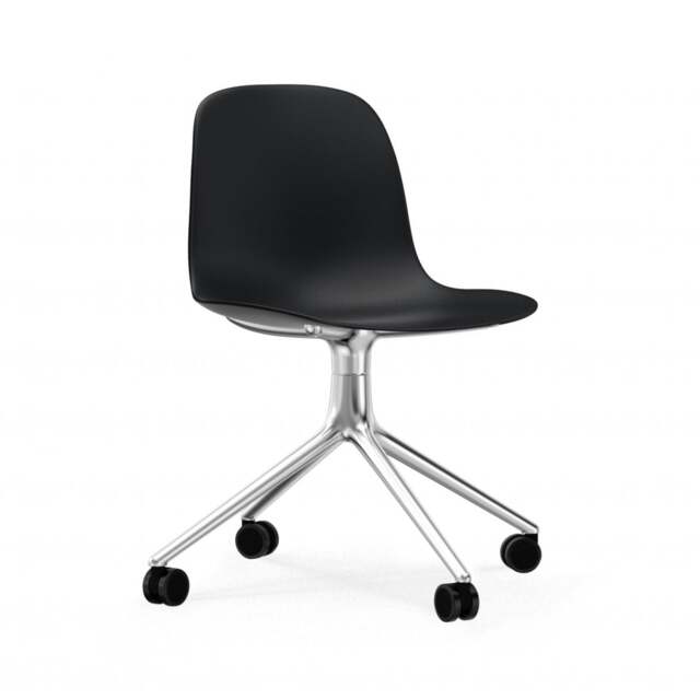 Normann Copenhagen Form Chair Swivel - 4 Wheel - Black - Aluminium Legs Shell Colour: Black, Leg Colour: Aluminium - image 1