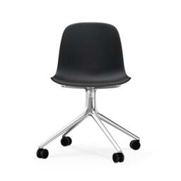 Normann Copenhagen Form Chair Swivel - 4 Wheel - Black - Aluminium Legs Shell Colour: Black, Leg Colour: Aluminium - thumbnail 2