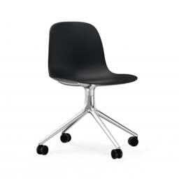 Normann Copenhagen Form Chair Swivel - 4 Wheel - Black - Aluminium Legs Shell Colour: Black, Leg Colour: Aluminium