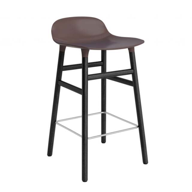 Normann Copenhagen Form Barstool - Wood - 65cm - Brown - Black Oak Legs Shell Colour: Brown, Leg Colour: Black Oak - image 1