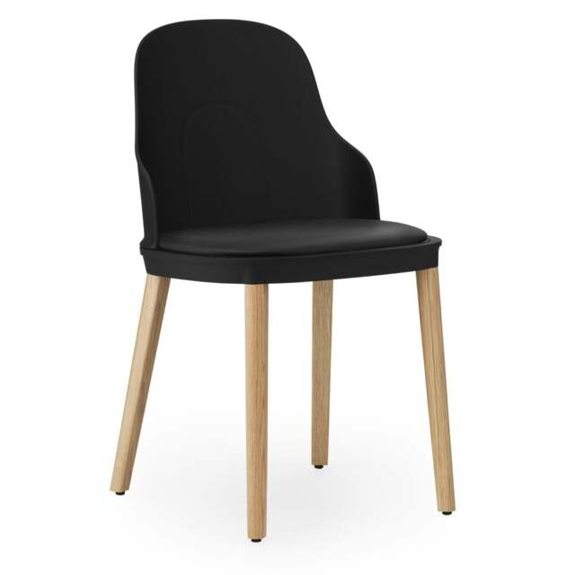 Normann Copenhagen Allez Chair - Black - Lacquered Oak Legs - Black /Ultra 41599 Leather Upholstered Seat Colour: Black, Leg Colour: Lacquered Oak, Se - image 1