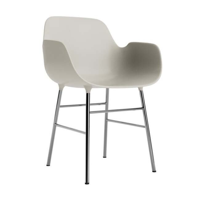 Normann Copenhagen Form Armchair - Light Grey - Chrome Legs Shell Colour: Light Grey, Leg Colour: Chrome - image 1