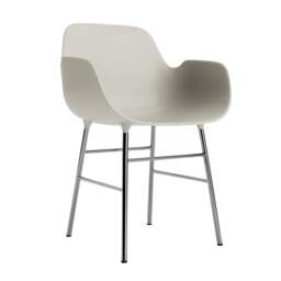 Normann Copenhagen Form Armchair - Light Grey - Chrome Legs Shell Colour: Light Grey, Leg Colour: Chrome