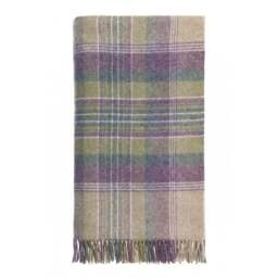 Bronte By Moon Kintyre Check Pure New Wool Throw - Purple Heather