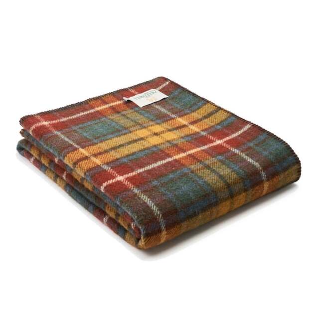 Tweedmill Textiles Pure New Wool Throw - Antique Buchanan Tartan - Blanket Stitch Ends