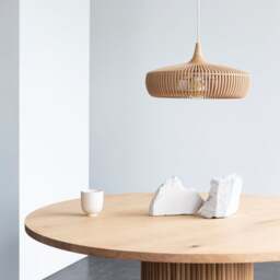 Umage Clava Dine Wood Pendant Light - Natural Oak with White Rosette Cord Set With or Without Cord Set: With White Rosette Cord Set
