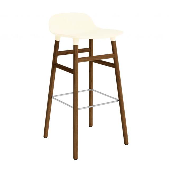 Normann Copenhagen Form Barstool - Wood - 75cm - Cream - Walnut Legs Shell Colour: Cream, Leg Colour: Walnut - image 1