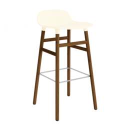 Normann Copenhagen Form Barstool - Wood - 75cm - Cream - Walnut Legs Shell Colour: Cream, Leg Colour: Walnut - thumbnail 1
