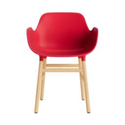 Normann Copenhagen Form Armchair - Bright Red - Oak Legs Shell Colour: Bright Red, Leg Colour: Oak - thumbnail 2