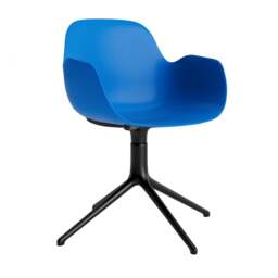 Normann Copenhagen Form Armchair Swivel - 4 Leg - Bright Blue - Black Legs Shell Colour: Bright Blue, Leg Colour: Black
