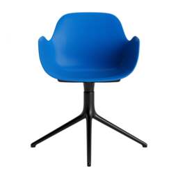 Normann Copenhagen Form Armchair Swivel - 4 Leg - Bright Blue - Black Legs Shell Colour: Bright Blue, Leg Colour: Black - thumbnail 2