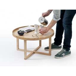 Wireworks 66D Round Coffee Table - Oak - thumbnail 4