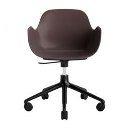Normann Copenhagen Form Armchair Swivel - 5 Wheel - Gas Lift - Brown - Black Legs Shell Colour: Brown, Leg Colour: Black - thumbnail 2