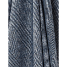 Bronte By Moon Pure Wool Herringbone Throw - Dark Blue - thumbnail 3