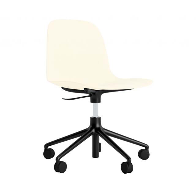 Normann Copenhagen Form Chair Swivel - 5 Wheel - Gas Lift - Cream - Black Legs Shell Colour: Cream, Leg Colour: Black - image 1