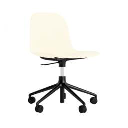 Normann Copenhagen Form Chair Swivel - 5 Wheel - Gas Lift - Cream - Black Legs Shell Colour: Cream, Leg Colour: Black