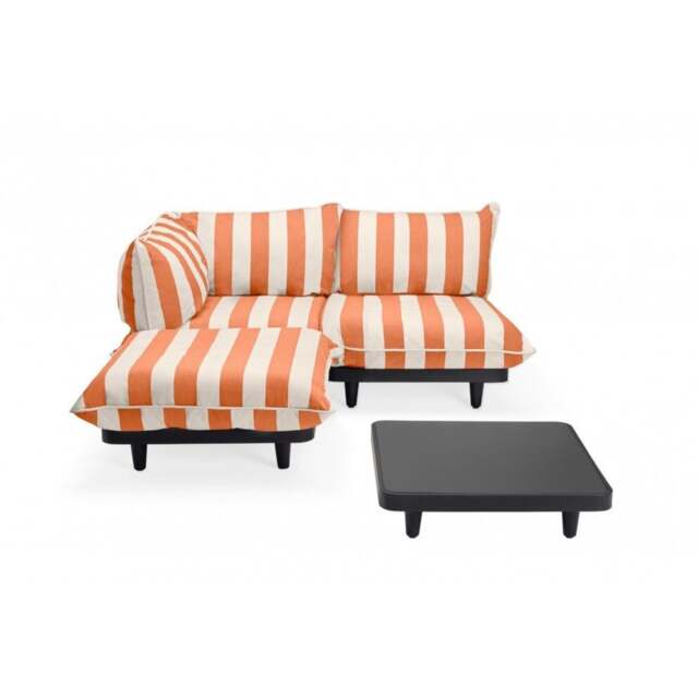 Fatboy Paletti Modular Outdoor Lounge Furniture - Orange Creme Option: 2 Seater Left + Hocker + Table