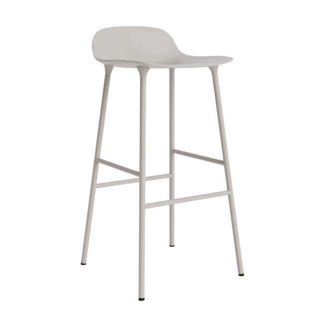 Normann Copenhagen Form Barstool - 75cm - Warm Grey - Warm Grey Legs Shell Colour: Warm Grey, Leg Colour: Matching Shell Colour - image 1