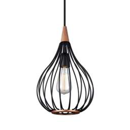 Halo Design Drops Metal Wire Pendant Light - Black/Dark Wood - O 23cm Size:  23cm