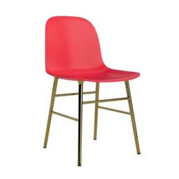 Normann Copenhagen Form Chair - Bright Red - Brass Legs Shell Colour: Bright Red, Leg Colour: Brass - thumbnail 1