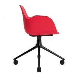 Normann Copenhagen Form Armchair Swivel - 4 Wheel - Bright Red - Black Legs Shell Colour: Bright Red, Leg Colour: Black - thumbnail 3