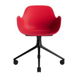 Normann Copenhagen Form Armchair Swivel - 4 Wheel - Bright Red - Black Legs Shell Colour: Bright Red, Leg Colour: Black - thumbnail 2