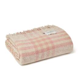 Tweedmill Textiles Extra Large Pure New Wool Hex Check Throw - Dusky Pink
