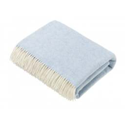 Bronte By Moon Merino Lambswool Herringbone Throw - Aqua Blue