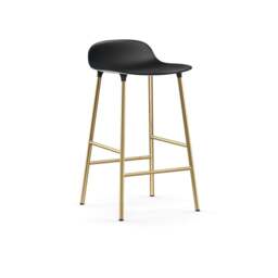 Normann Copenhagen Form Barstool - 65cm - Black - Brass Legs Shell Colour: Black, Leg Colour: Brass - thumbnail 1