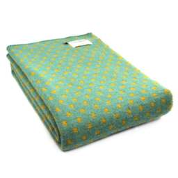 Tweedmill Textiles Pure New Wool Sea Green & Yellow Dot Throw - 200 x 140 cm - thumbnail 1