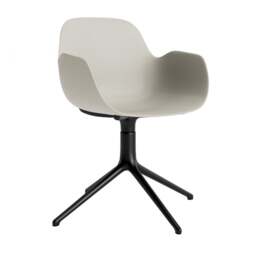 Normann Copenhagen Form Armchair Swivel - 4 Leg - Light Grey - Black Legs Shell Colour: Light Grey, Leg Colour: Black