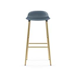 Normann Copenhagen Form Barstool - 75cm - Blue - Brass Legs Shell Colour: Blue, Leg Colour: Brass - thumbnail 2