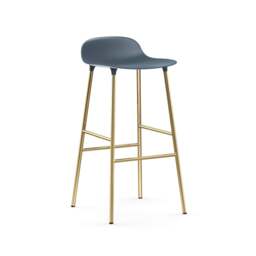 Normann Copenhagen Form Barstool - 75cm - Blue - Brass Legs Shell Colour: Blue, Leg Colour: Brass - thumbnail 1