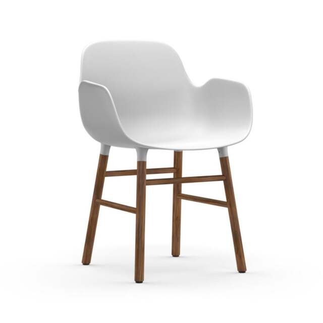 Normann Copenhagen Form Armchair - White - Walnut Legs Shell Colour: White, Leg Colour: Walnut - image 1