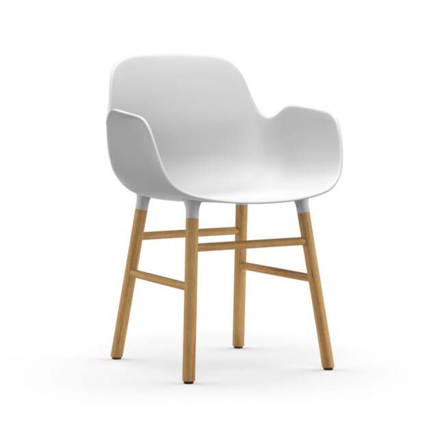 Normann Copenhagen Form Armchair - White - Oak Legs Shell Colour: White, Leg Colour: Oak - image 1