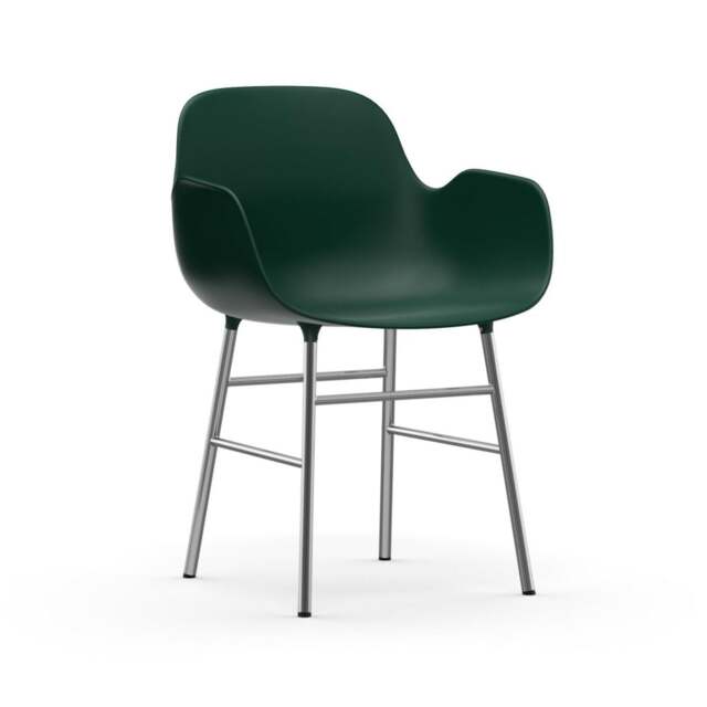 Normann Copenhagen Form Armchair - Green - Chrome Legs Shell Colour: Green, Leg Colour: Chrome - image 1