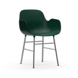 Normann Copenhagen Form Armchair - Green - Chrome Legs Shell Colour: Green, Leg Colour: Chrome - thumbnail 1